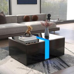 Table basse led - 16 couleurs avec télécommande Compartiment caché escamotable Tablette led
