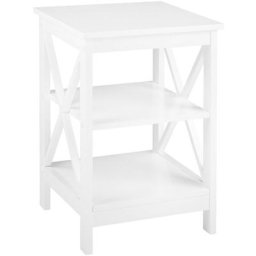 Table d'Appoint Carrée 40 x 40 cm en mdf Blanc avec Espace de Rangement pour Salon de Style