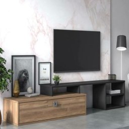 Dmora - Meuble tv de salon modulable, 160 x 40 x 38 cm, coloris chêne et anthracite, avec emballage
