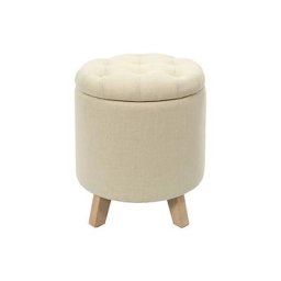 Pouf Coffre Rond Pieds En Bois Eleonor