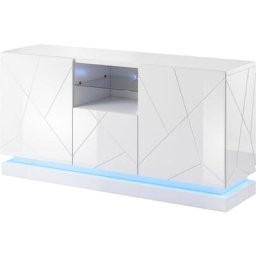 Commode qiu 2D1K blanc brillant + led