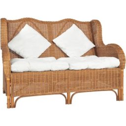 Canapé 2 places Marron clair Rotin naturel et lin Vidaxl Light brown