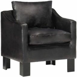 Vidaxl - Fauteuil Noir Cuir véritable Noir