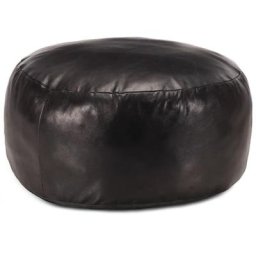Pouf 60 x 30 cm Noir Cuir véritable de chèvre Vidaxl Black