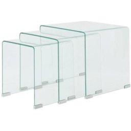 Ensemble de tables gigognes 3 Pièces Verre trempé Transparent Vidaxl Transparent