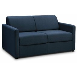 Canapé CanapExpress grandiose matelas mémory 22 cm sommier métal 140 cm tissu tweed bleu nuit - bleu