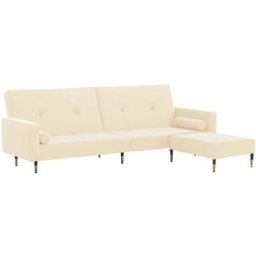 Vidaxl - Canapé-lit à 2 places avec repose-pied Crème Velours Crème