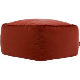 Pouf Repose-Pieds Carré en Velours Amara, Poufs de Salon, Terre Cuite Orange - Terre Cuite Orange