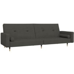 Vidaxl - Canapé-lit à 2 places avec deux oreillers Gris foncé Velours Gris foncé