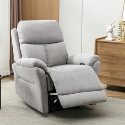 Fauteuil relax inclinable manuel avec repose-pieds en tissu gris 80 x 90 x 100 cm