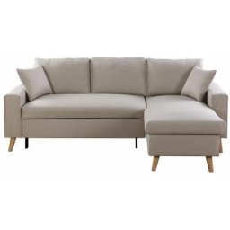 Canapé d'Angle maria scandinave Réversible et Convertible - Beige - Beige
