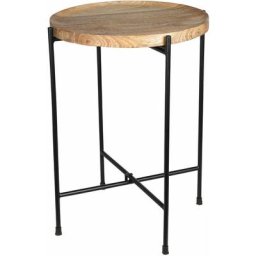 Spetebo - Table d'appoint pliante avec plateau en mangue et piètement en métal - env. 46 x 33 cm