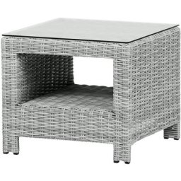 Vinor Table d'appoint avec plateau en verre, sable. - Naturelle
