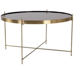 Veo Table basse 70x40 cm, acier couleur laiton, verre.