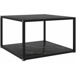 Table basse Noir 60x60x35 cm Verre trempé Vidaxl marble black