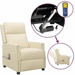 Fauteuil relax inclinable releveur Fauteuil de massage - Fauteuil de Relaxation Crème Similicuir