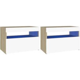 Meubles tv avec led 2 pcs Blanc et chêne sonoma 60x35x40 cm Vidaxl Blanc et chêne sonoma