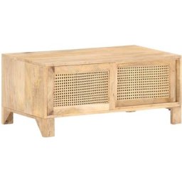 Table basse 90x50x40 cm Bois de manguier et canne naturelle Vidaxl Brun