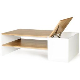 Table basse bar contemporaine izia avec coffre blanc et bois - Blanc