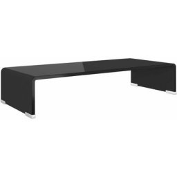 Meuble tv/ Support pour moniteur 60 x 25 x 11 cm Verre Noir Vidaxl Noir