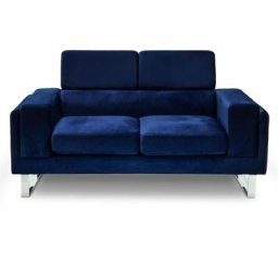 Hamilton - Canapé 2 places design en velours bleu - Bleu