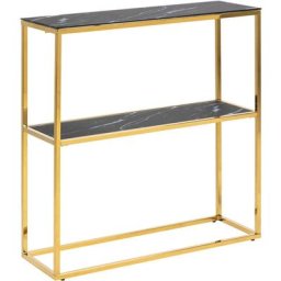 Alisma Table console, 1 tablette de rangement, finition marbre noir. - Noir