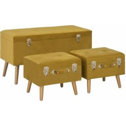 Tabourets de rangement 3 pcs Jaune moutarde Velours Vidaxl jaune moutarde