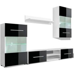 Vidaxl - Meuble tv mural 5 pièces avec éclairage led Noir Noir
