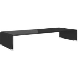 Meuble tv/ Support pour moniteur 80 x 30 x 13 cm Verre Noir Vidaxl Noir
