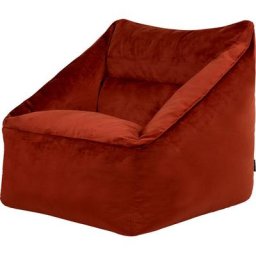 Pouf Fauteuil en Velours Natalia, xxl, Pouf de Salon Géant, Pouf Poire Adultes, Terracotta Orange