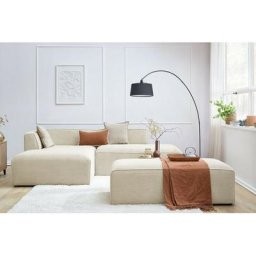 Canapé modulable Bobochic Canapé d'angle fixe modulable megeve tissu velours côtelé avec pouf Angle