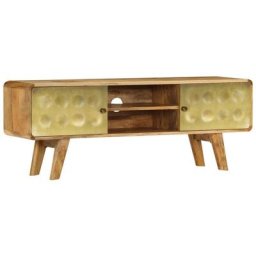 Meuble tv Bois de manguier massif 120 x 30 x 45 cm Vidaxl Doré