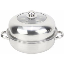 Cuiseur vapeur en acier inoxydable avec couvercle en verre 28 cm Pour plaques vitrocéramiques et à