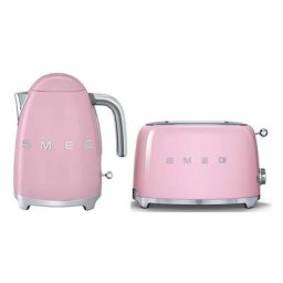 Pack SMEG Bouilloire 1.7L 7 Tasses + Toaster 2 Fentes 950W Rose Années 50 - Rose