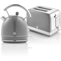 Swan - STP7050GRNEU Retro Set Petit-Déjeuner Bouilloire 1,8L Sans fil, Grille-Pain 2 Larges