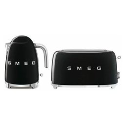 Smeg - pack Bouilloire 1.7L 7 Tasses Arrêt Automatique Noir + Grille-Pain 1500W 4 Tranches 3