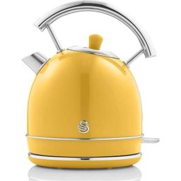 SK14630YELNEU Retro Bouilloire, 1,8 l, Acier Inoxydable sans bpa, Résistance Cachée, sans Fil 3000W