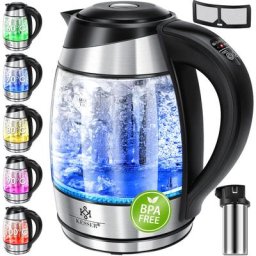 Bouilloire en acier inoxydable 1,8 litre 2 200 W Bouilloire en verre Fonction de maintien au chaud,