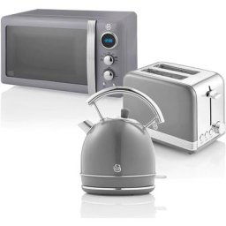 Swan - STRP2070GRNEU Retro Set Petit-Déjeuner Bouilloire 1,8L Grille-Pain 2 Tranches Micro-ondes