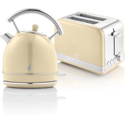 Swan - STP7050CNEU Retro Set Petit-Déjeuner Bouilloire 1,8L Sans fil, Grille-Pain 2 Larges Tranches