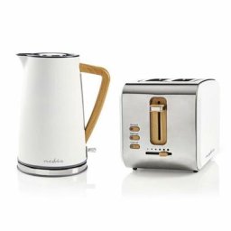 Nedis - pack Bouilloire Electrique Soft Touch Acier 1.7L + Grille Pain 2 fentes Blanc - Blanc