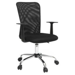 Fauteuil de bureau à roulettes design en mesh noir et acier chromé pluz - Noir