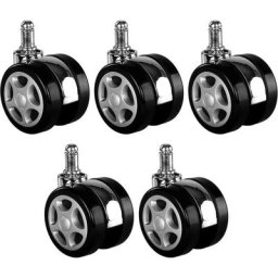 5er Set roulettes de chaise de bureau, universel, pour sols durs et tapis, Racing Design, rouleaux