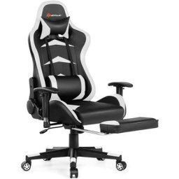 Chaise Gaming Cuir pvc, Siège Gamer Ergonomique Pivotant, Fauteuil de Bureau Réglable en Hauteur et