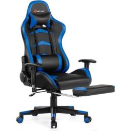 Chaise Gaming Cuir pvc, Siège Gamer Ergonomique Pivotant, Fauteuil de Bureau Réglable en Hauteur et
