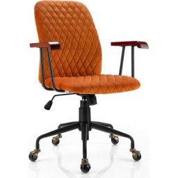 Fauteuil de Bureau à Roulette en Velours, Chaise Pivotante Réglable,Style Vintage