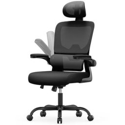 Chaise de Bureau Naspaluro Ergonomique Siège - Fauteuil avec accoudoir rabattable à 90° - Support