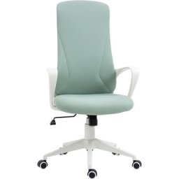 Fauteuil de bureau manager ergonomique inclinable réglable acier nylon blanc polyester vert d'eau