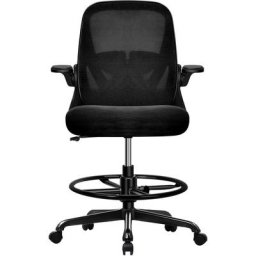 Chaise à Dessin Ergonomique Chaise de Bureau Assise Haute avec Repos-pied Réglable, Accoudoirs ,