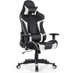 Chaise Gaming Cuir pvc, Siège Gamer Pivotante Ergonomique, Fauteuil de Bureau Réglable en Hauteur